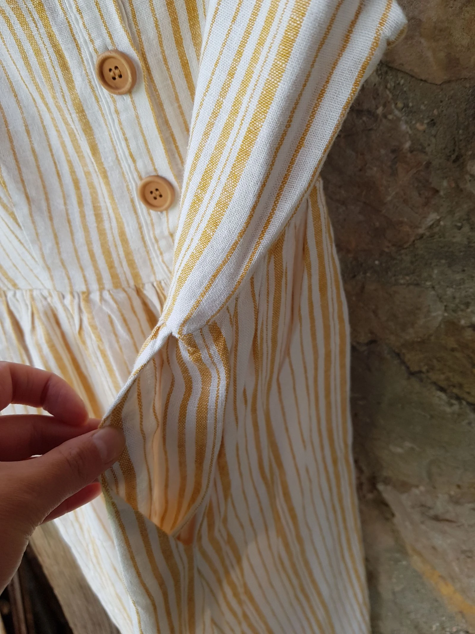 Striped button-down midi dress S. Robe midi à rayures et boutons – photo 5